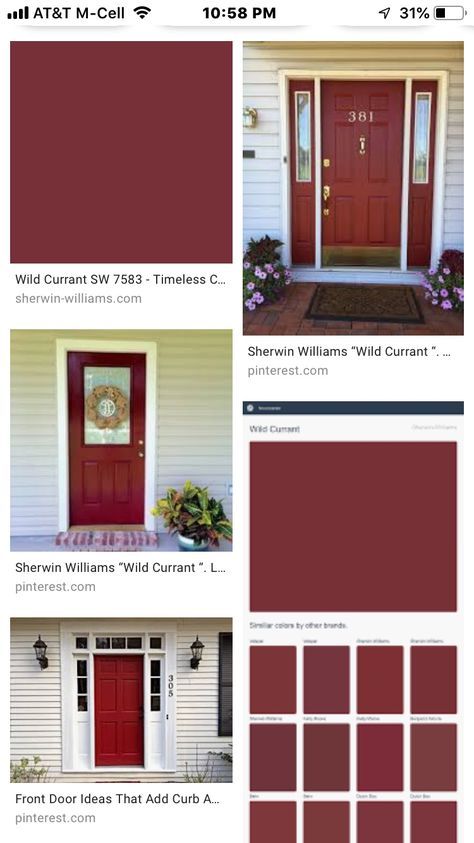 Burgundy Doors On Houses, Maroon Doors On Houses, Cranberry Front Door, Red Exterior Doors, Red Front Door Colors, Maroon Front Door, Burgundy Front Door, Front Door Images, Brown Front Doors