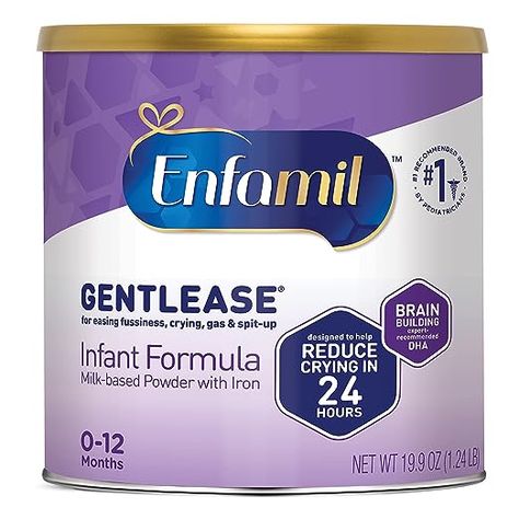 Enfamil Gentlease Baby Formula, Reduces Fussiness, Crying, Gas and Spit-up in 24 hours, DHA & Choline to support Brain development, Value Powder Can, 19.9 Oz Formula Milk, Infant Formula, Whey Protein Concentrate, Feeding Toddlers, Formula Cans, Nutrition Labels, Brain Development, Baby Formula, Baby Development