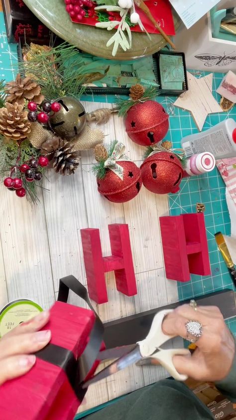 Dollar Tree tumble block (Jenga block) HO HO sign | This was a fun project. Thanks to The Crafty Shopper on YouTube for the instructions. Go check her out. xo Billie | By Made Bayou | Facebook