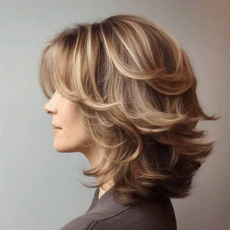 Medium Length A Line Haircut With Layers, Chin Length Hair With Volume, Medium To Short Layered Haircuts, Med Layered Haircuts Round Faces, Hair Styles Shoulder Length Everyday, Layered Flipped Hairstyles, Short Layers For Medium Length Hair, 40 Year Old Haircut, Styling Medium Length Hair With Layers