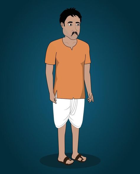 Indian village farmer cartoon character design for 2d animation 2d Animated Characters, Village Man Cartoon Character, Village Character Design, 2d Cartoon Character Design, Farmer Cartoon Character, Village Animation, 2d Animation Characters, 2d Cartoon Character, Cartoon Village