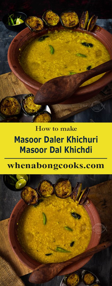 Desi Dishes, Dal Khichdi, Bengali Recipes, Bengali Food, Curry Chicken Recipes, On A Rainy Day, Red Lentil, Chicken Curry, Indian Recipes