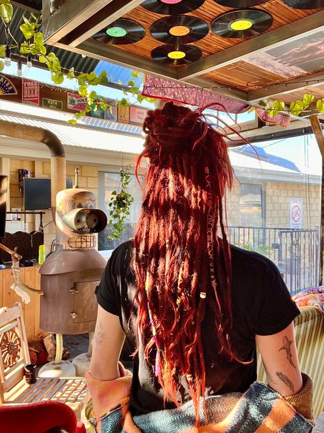 Dreads Red Hair, Red Hair Dreadlocks, Dreadlock Aesthetic, Long Hippie Hair, Dreads Women, Celtic Dreads, Dread Journey, Red Dreadlocks, 4c Natural Hairstyles Short