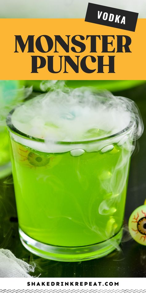 Halloween Alcohol Punch Recipes, Easy Halloween Drinks Alcohol Punch, Halloween Adult Punch Alcohol, Green Halloween Cocktail, Halloween Alcoholic Punch For A Party, Spooky Punch For Halloween, Halloween Adult Punch, Spiked Halloween Punch, Halloween Spiked Punch