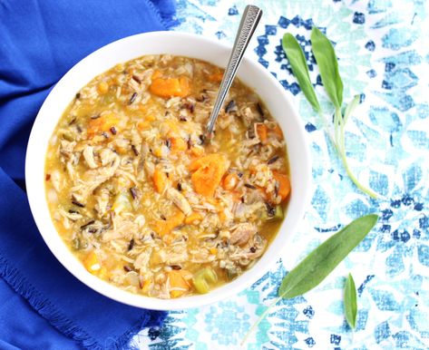 Sweet Potato Wild Rice, Sweet Potato Rice, Wild Rice Soup Recipes, Chicken Wild Rice Soup, Creamy Chicken And Rice, Rice Soup Recipes, Fresh Sage, Potato Rice, Chicken And Wild Rice