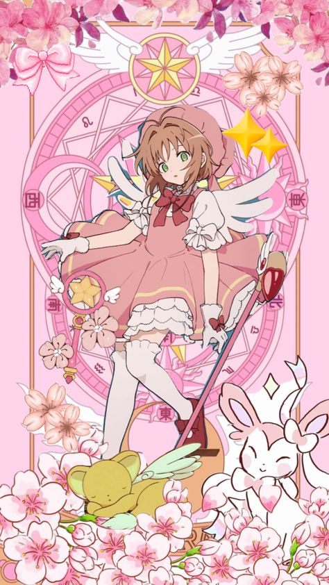 Shout out to @feathers3949 for having me remember this exists with their shuffle and also for a little bit of inspiration :D #cardcaptorsakura #pink #wallpaper Sakura Wallpaper, Sakura Card Captor, Card Captor Sakura, Clear Card, Cute Couple Wallpaper, Sakura Card, Card Captor, Couple Wallpaper, Cute Stationery