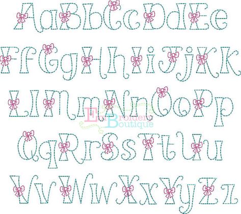 Bow Embroidery Alphabet – Embroidery Boutique Handlettering Abc, Embroidery Designs Ideas, Learning Calligraphy, Stencil Lettering, Letters Fonts, Bow Embroidery, Embroidery Boutique, Journal Fonts, Embroidery Alphabet