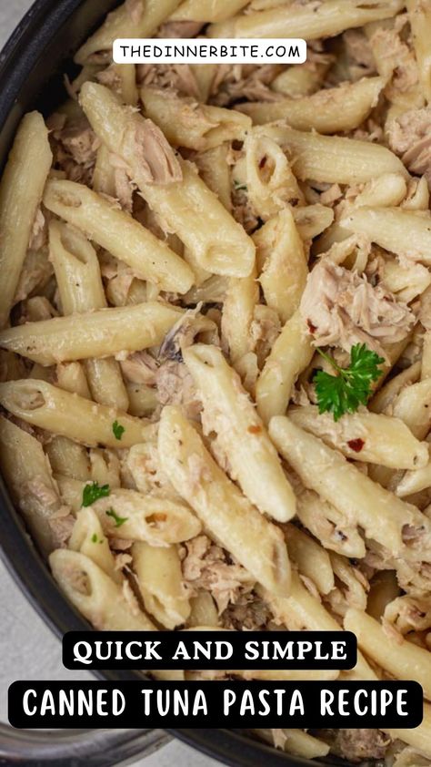 Are you looking for an easy, budget-friendly meal that can be on the table in no time? Look no further! Our Simple Canned Tuna Pasta recipe has you covered. With just five ingredients and minimal prep time, it's the perfect dish for busy weeknights, family get-togethers, or even a meal on-the-go. Say goodbye to boring take-out and hello to a meal that's quick, flavorful, and oh-so satisfying! Tuna Bacon Pasta, Recipes Using Canned Tuna Fish, Tuna Can Recipe Ideas, Quick And Easy Tuna Recipes, Tuna Noodles Easy, Tuna Noodle Recipes, One Pot Tuna Pasta, Toddler Tuna Recipes, Homemade Tuna Helper Easy