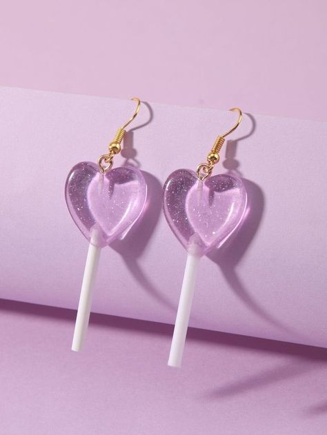 Lollipop Decor, Heart Shaped Lollipops, Stylish Jewelry Accessories, Wallpers Pink, Lollipop Earrings, Emo Accessories, Heart Lollipop, Kawaii Outfit Ideas, Preppy Accessories