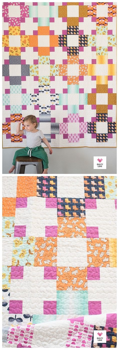 Playroom Quilt Pattern, Hopscotch Quilt Pattern, Quilts With Lettering, Hollow Cubes Quilt Pattern, Rhythm Hopscotch, Hopscotch Quilt, Quilty Love, Picnic Quilt, Plus Quilt