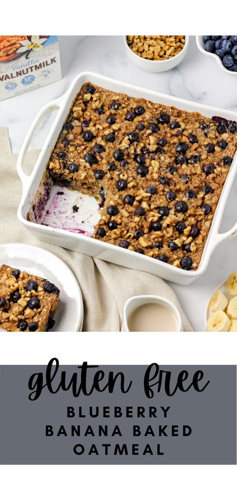 Banana Recipes Dairy Free, Dairy Free Oatmeal Recipes, Oatmeal Nutrition Facts, Banana Oatmeal Recipe, Oatmeal With Almond Milk, Healthy Baked Oatmeal, Healthy Banana Recipes, Blueberry Oatmeal Bake, Ripe Banana Recipe