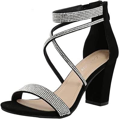 Rhinestone High Heels, Block Sandals, Top Moda, Low Heel Pumps, Rhinestone Sandals, Embellished Sandals, Women Formals, Strappy Sandals Heels, Chunky Block Heels