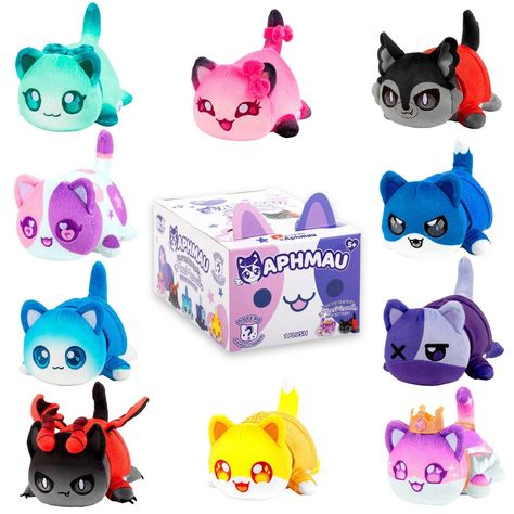 Aphmau, the mega star female gamer and YouTube creator, is known for her love of cats and her collection of adorable MeeMeow plushies! Litter 6 is the latest release from Aphmau’s MeeMeows Mystery Plush collection – a brand new line up of plush toys, perfect for Aphmau and cat lovers. There are 8 different Aphmau & Friends themed MeeMeows to collect, including Aphmau Cat, Aaron Cat, Zane Cat, and KC Cat. Each MeeMeow Mystery Plush comes in a blind box for surprise unboxing fun! These cute cat pl Aphmau Toys, Meemeows Aphmau, Daughters Quotes, Aphmau Merch, Aphmau Meemeows, Female Gamer, Pony Videos, Bunny Outfits, Cat Plushies