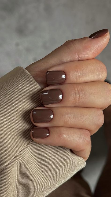 Studio by Elvira Safina | Autumn brownies yes or no?😊 | Instagram Pretty Nail Polish Colors, Brown Nail Polish, Brown Nail, Simple Fall Nails, 2024 Nails, Pretty Nail Polish, Square Nail Designs, Stylish Nails Designs, Short Nail