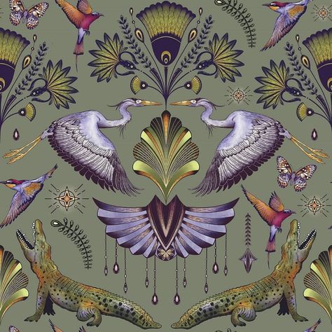 Catherine Marion (@folkloreandflora) • Instagram photos and videos Illustration Design Graphique, Wallpaper Art Deco, Large Art Prints, Art Deco Wallpaper, Art Deco Pattern, Wow Art, Wallpaper Art, Elegant Art, Floral Prints Art