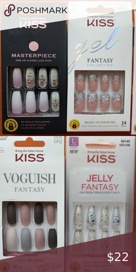 Kiss Press On Nails 4pack Kiss Press On Nails, Fantasy Collection, Accent Nails, Gigi Hadid, Glue On Nails, Windsor, Press On Nails, Kiss, Brand New