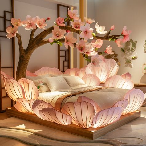 Asian Bathroom Ideas, Japanese Room Aesthetic, Resin Design Ideas, Cherry Blossom Bedroom, Asian Bathroom, Chinese Interior Design, Nyc Room, Dry Leaf Art, Unique Home Designs