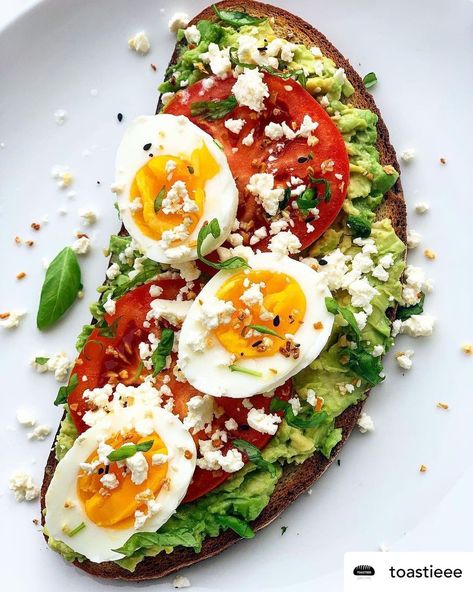 Mediterranean Diet Guru on Instagram: “Is this your favorite #avocadotoast? What other options do you like? Posted by @toastieee A little avo toast inspo for some weekend…” Avocado Tomato Toast, Eggs Boiled, Jammy Eggs, Avo Toast, Cozy Coffee Shop, Toast Toppings, Egg Toast, Cozy Coffee, Mediterranean Diet