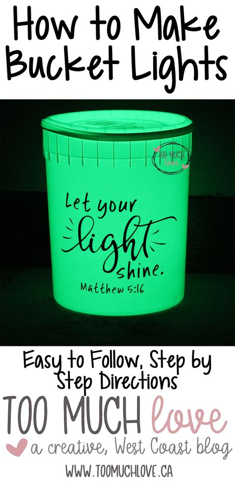 Bucket Camping Light Diy, Tip Bucket Ideas For Work, Camping Buckets With Lights, Camping Lights Diy, Bucket Crafts, Camping Backyard, Bucket List Quotes, Privacy Ideas, Diy Stencils