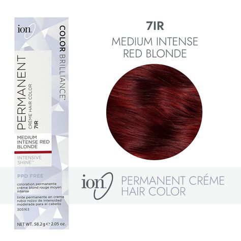 Ion 7IR Medium Intense Red Blonde Permanent Creme Hair Color by Color Brilliance | Permanent Hair Color | Sally Beauty Ion 7rc Medium Copper Blonde, Sallys Beauty Hair Color, Shades Of Red Hair Color Chart, Red Mahogany Hair Color, Dark Copper Red Hair Color, Red Hair Color Chart, Ion Hair Colors, Deep Red Hair Color, 2022 Hair Color