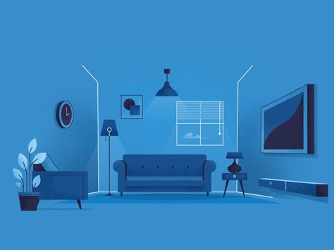 Scene 03 2 Monochromatic Illustration, Flat Background, Texture Graphic Design, Riso Print, Motion Graphics Design, Character Design Animation, Prop Design, 2d Animation, Comfortable Sofa