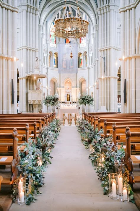 Church Wedding Decorations Aisle, Church Wedding Decor, Simple Church Wedding, Church Aisle Decorations, Church Aisle, Wedding Church Decor, Church Wedding Flowers, Church Wedding Ceremony, Church Wedding Decorations