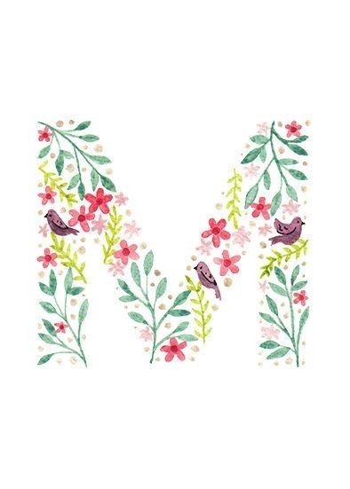 Floral Monogram Letter, Doodle Art Flowers, Watercolor Monogram, Alphabet Wallpaper, Folk Art Flowers, Watercolor Lettering, Hand Lettering Alphabet, Embroidery Letters, Floral Monogram