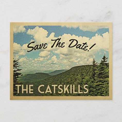 Catskills Mountains Save The Date Vintage Postcard Vintage Postcards Decor, Vintage Postcard Display, Catskills Mountains, Vintage Postcards Printable, New Years Eve Images, Save The Date Vintage, Postcard Display, Happy Thanksgiving Images, Happy Christmas Card