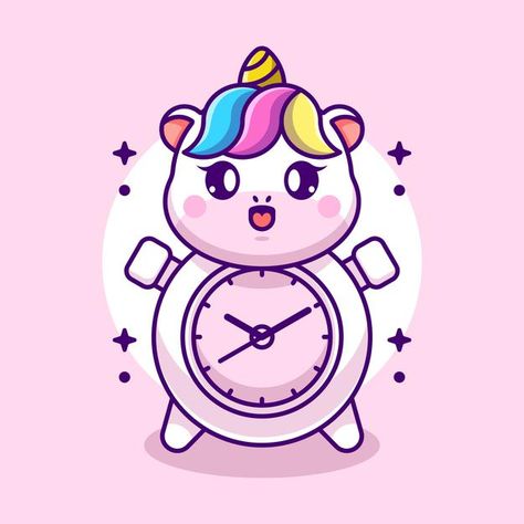 Cute Clock Icons, Cartoon Clock, Unicorn Clock, Unicorn Cartoon, Edit Inspiration, Boy Frame, Cute Clock, Unicorn Drawing, Baby Boy Cards