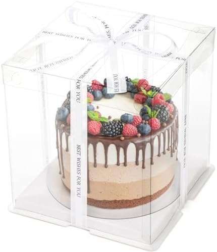 OEM 6 Pcs Clear Cake Box with Ribbon, 2-Layer Tall Cake Packaging Boxes 8x8x9 Inch, PET Cake Carrier Transport Container for Tiered Cake, Transparent Gift Display Boxes with Lid for Birthday Party Manufacturer Check more at https://www.alppm.com/product/oem-6-pcs-clear-cake-box-with-ribbon-2-layer-tall-cake-packaging-boxes-8x8x9-inch-pet-cake-carrier-transport-container-for-tiered-cake-transparent-gift-display-boxes-with-lid-for-birthday-party-man Tall Cake Boxes Packaging, Cake Transparent, Cake Boxes Packaging, Pet Cake, Tall Cake, Clear Cake, Gift Display, Tall Cakes, Cake Carrier