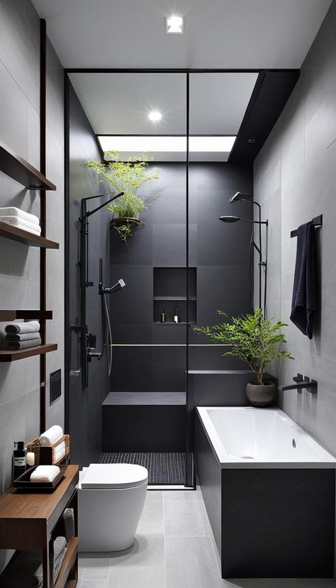 33 Serene Japanese Style Bathroom Inspirations - Interiorshape | Best Interior Design Ideas At your hands Japanese Bathroom Design, Japanese Style Bathroom, Japanese Bathroom, Ideas Baños, Black White Bathrooms, Small Bathroom Interior, White Interior Design, Bathroom Redesign, Style Bathroom