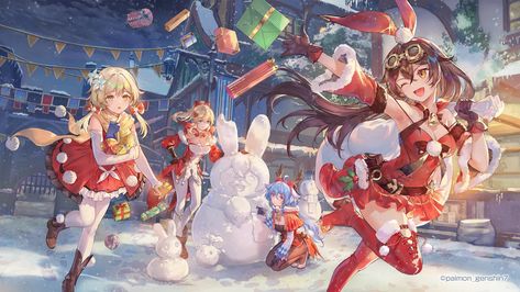 Genshin Christmas Wallpaper, Genshin Christmas, Christmas Live Wallpaper, Anime Christmas, Stylish Winter Outfits, Cute Snowman, Christmas Wallpaper, Christmas Girl, Live Wallpapers