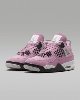 The AJ4 delivers responsive cushioning, with a heel Air-Sole unit bringing the street-ready comfort. Leather on the upper offers a premium look and heritage style. Whether you're wearing 'em at dusk or dawn, this design from '89 is the perfect off-court flex. Shown: Orchid/Black/White/Neutral Grey Style: AQ9129-501 New Jordans Shoes 2024, Orchid Jordan 4, Jordan 4 Orchid, Jordan Shoes Aesthetic, Cute Nike Shoes For Women, 4s Outfit Women, Jordan 4s Outfit Women, Air Jordan 4 Retro Outfit, Jordan Fours