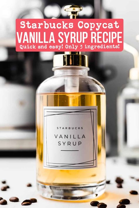 Starbucks Vanilla Syrup Recipe, Starbucks Brown Sugar Syrup, Starbucks Vanilla Syrup, Brown Sugar Syrup Recipe, Vanilla Syrup Recipe, Sugar Syrup Recipe, Starbucks Vanilla Latte, Homemade Espresso, Vanilla Syrup For Coffee