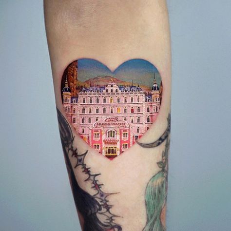 Hotel Tattoo, Hotel Budapest, The Grand Budapest Hotel, Grand Budapest, Grand Budapest Hotel, Budapest Hotel, Hotel Art, Travel Tattoo, Animal Tattoos