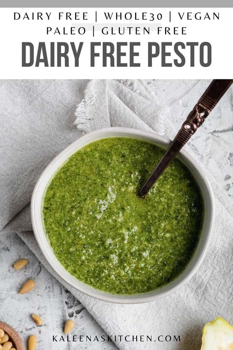 Whole 30 Sauces, Fresh Pesto Recipe, Whole30 Pesto, Vegan Pesto Sauce, Paleo Pesto, Vegan Pesto Recipe, Gluten Free Pesto, Homemade Pesto Recipe, Dairy Free Pesto