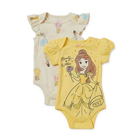 Disney Baby Girls 2-pc. Princess Bodysuit, Color: Yellow - JCPenney Disney Baby Clothes Girl, Disney Baby Clothes, New Born Baby, Future Children, Baby Disney, Future Kids, Baby Clothing