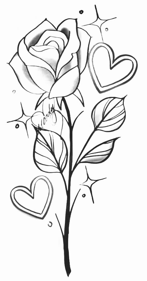 Rose Flower Tattoo Stencil, Pencil Art Drawings Flowers, February Tattoo Ideas, Simple Coloring Pages Aesthetic, Designs For Drawing, Chicano Drawing, Abstract Flower Tattoos, Rose Doodle, Heart With Wings Tattoo