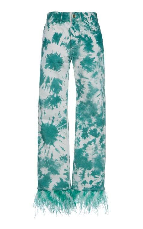 Alanui Feather-Embellished Tie-Dye Jeans Tie Dye Sweatpants, Dye Jeans, Tie Dye Crafts, Tie Dye Jeans, Fire Fits, Future Fashion, Retro Outfits, Punk Fashion, Luxury Outfits