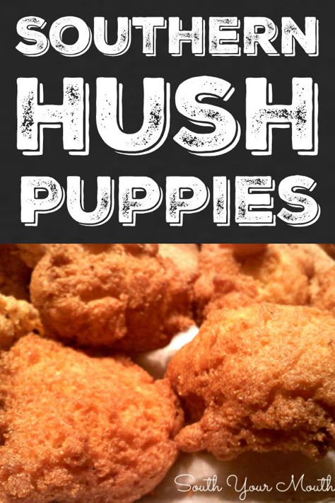 An authentic Southern recipe for Hush Puppies made with cornmeal and onions. Recipe For Hush Puppies, Jalapeno Hush Puppies, Easy Hush Puppy Recipe, Southern Hush Puppies, Hush Puppy Recipe, South Your Mouth, Hush Puppies Recipe, Hush Puppy, Southern Recipe