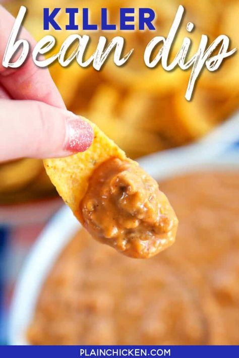 Hamburger Taco, Refried Bean Dip, Velveeta Recipes, Mexican Dip, Mexican Dips, Bean Dip Recipes, Mexican Appetizers, Frijoles Refritos, Delicious Dips Recipes