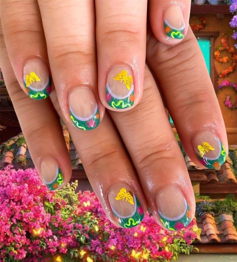 Encanto Theme Nails, Encanto Themed Nails, Encanto Nails Designs, Encanto Nails, Disney Nails, Nail Tips, Disney Trips, Fun Nails, 2nd Birthday