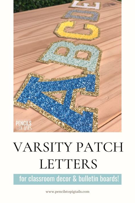 This contains: Stoney Clover Lane Inspired Bulletin Board Letters Sports Bulletin Boards, School Library Decor, Patch Letters, School Counseling Office, Planning Pages, Teachers College, Back To School Bulletin Boards, Bulletin Board Decor, 2nd Grade Classroom