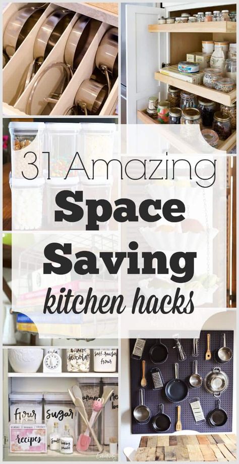 Diy Kitchen Hacks, Kitchen Hack, Kitchen Storage Hacks, Easy Hacks, Small Kitchen Organization, Small Kitchen Storage, Diy Kitchen Renovation, Space Saving Kitchen, Organizing Hacks