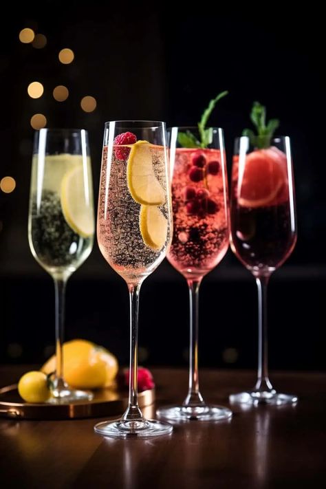 Sparkling Wine Drinks, Wine Recipes Drink, Non Alcoholic Champagne, Types Of Drinks, Champagne Recipe, Vodka Cocktails Easy, Sparkling Wine Cocktails, Champagne Recipes Cocktails, White Cranberry Juice