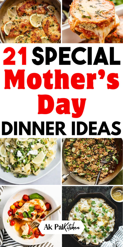 Explore the best Mothers Day dinner ideas to show your love. From easy summer dinners to healthy and homemade spring meals, find the perfect Mothers Day recipe to surprise Mom.Whether you're planning a gourmet seafood dinner, a comforting Italian dinner, or a simple yet delicious BBQ dinner party, these Mothers Day food ideas will make her day unforgettable. Don't forget to add Mothers day desserts and treats for that sweet tooth. And also try some of our Mothers Day drinks. Mother’s Day Luncheon Food, Mother’s Day Dinner Soul Food, Ideas For Mother's Day Dinner, Mother’s Day Bbq Dinner Ideas, Healthy Mother’s Day Meal, Mother’s Day Supper Idea, Mother Day Meal Ideas, Mother Day Food Ideas, Mother’s Day Cookout Food