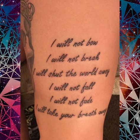 Breaking Benjamin Tattoo, Back Of Leg Tattoos, Breaking Benjamin, Tiny Tattoos, Leg Tattoos, I Tattoo, Tattoo Quotes, Tatting, Cross Stitch Patterns