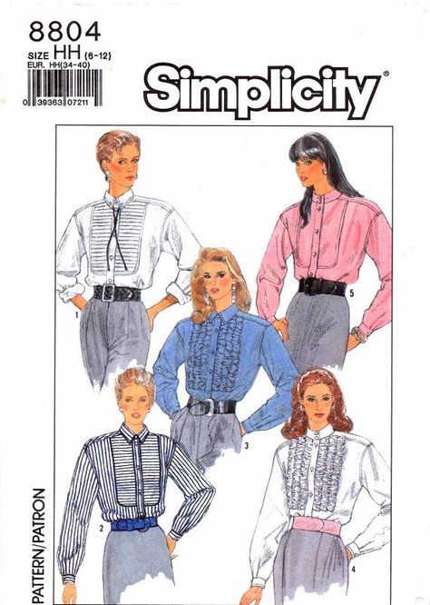 1980s Simplicity 8804 Pattern Misses Front Yoke by patternshop, $6.99 Yoke Shirt Pattern, Collar Variations, Yoke Shirt, Ruffles Pattern, Felt Stocking, Shirt Tucked In, Pleated Shirt, Long Sleeved Shirt, Lady And The Tramp