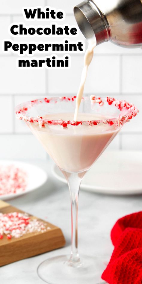 Peppermint Horchata Drinks, Torani Peppermint Syrup Recipes, White Chocolate Peppermint Martini, Peppermint Bark Rumchata Recipes, Peppermint Rumchata Recipes, Peppermint Espresso Martini, Peppermint Syrup Recipe, Peppermint Martini Recipe, White Chocolate Martini