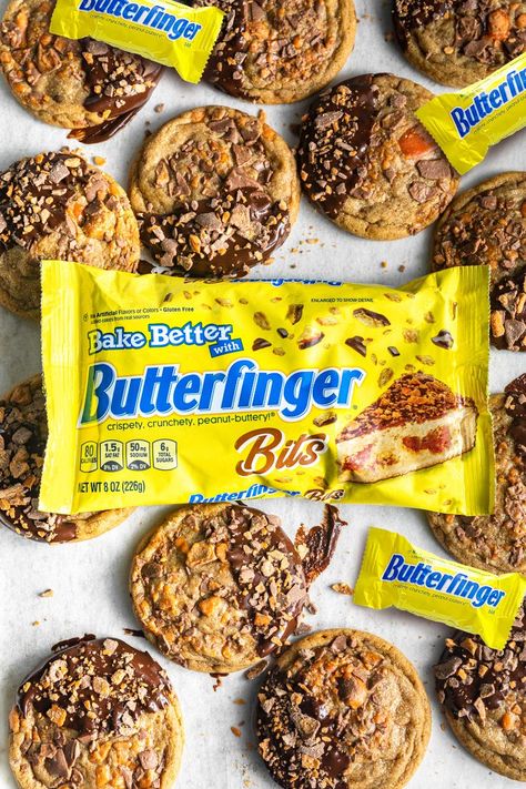 Butterfinger Recipe, Butterfinger Recipes, Almond Butter Cookie Recipe, Butterfinger Bars, Butterfinger Cookies, Crumble Cookie Recipe, Soft Peanut Butter Cookies, Finger Cookies, Peanut Cookies